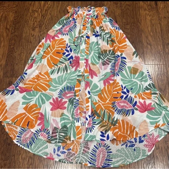 Nicole Miller Women’s Large Boho Maxi Tropical Skirt with Slit Leg Rayon - Picture 2 of 13